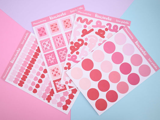 Valentine's Day sticker sheets pink red deco journaling penpal planner