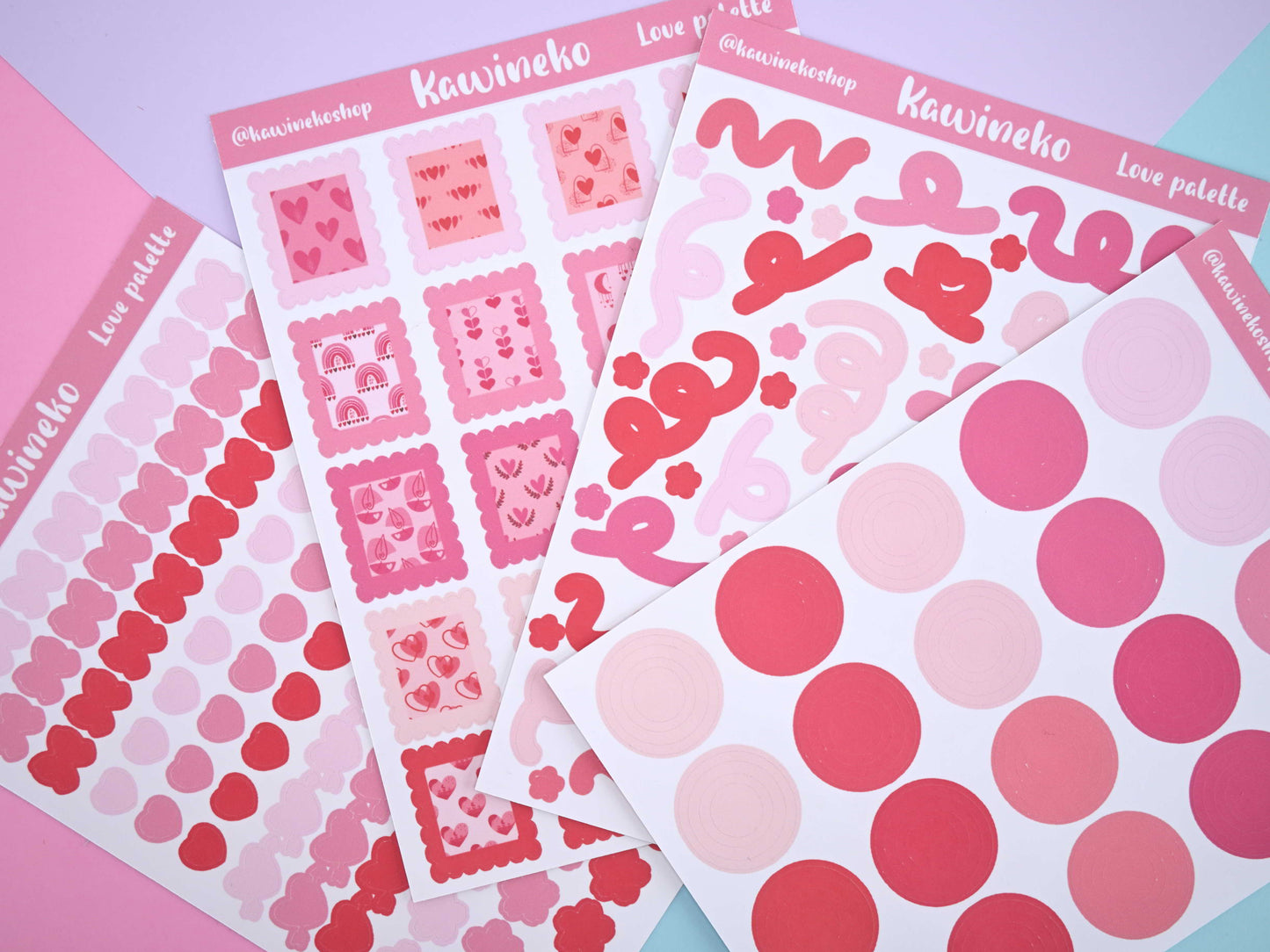 Valentine's Day sticker sheets pink red deco journaling penpal planner