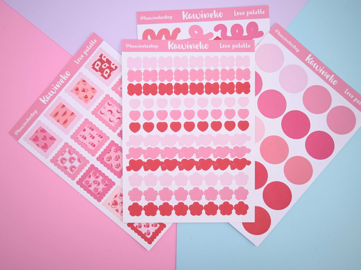 Valentine's Day sticker sheets pink red deco journaling penpal planner