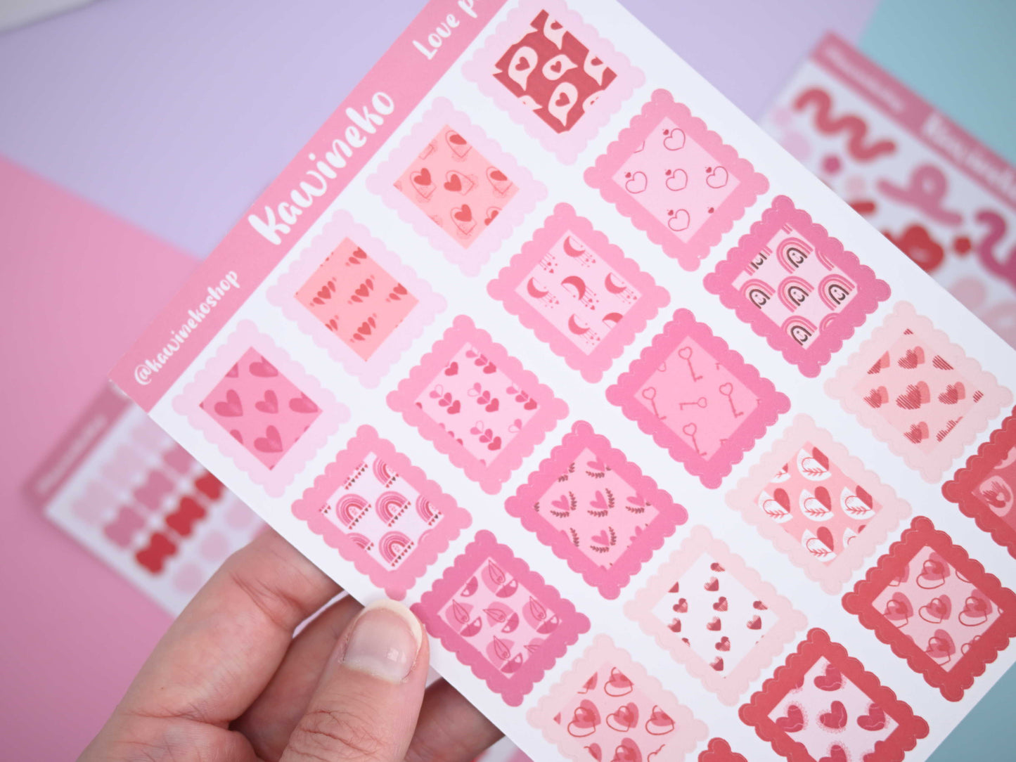 Valentine's Day sticker sheets pink red deco journaling penpal planner