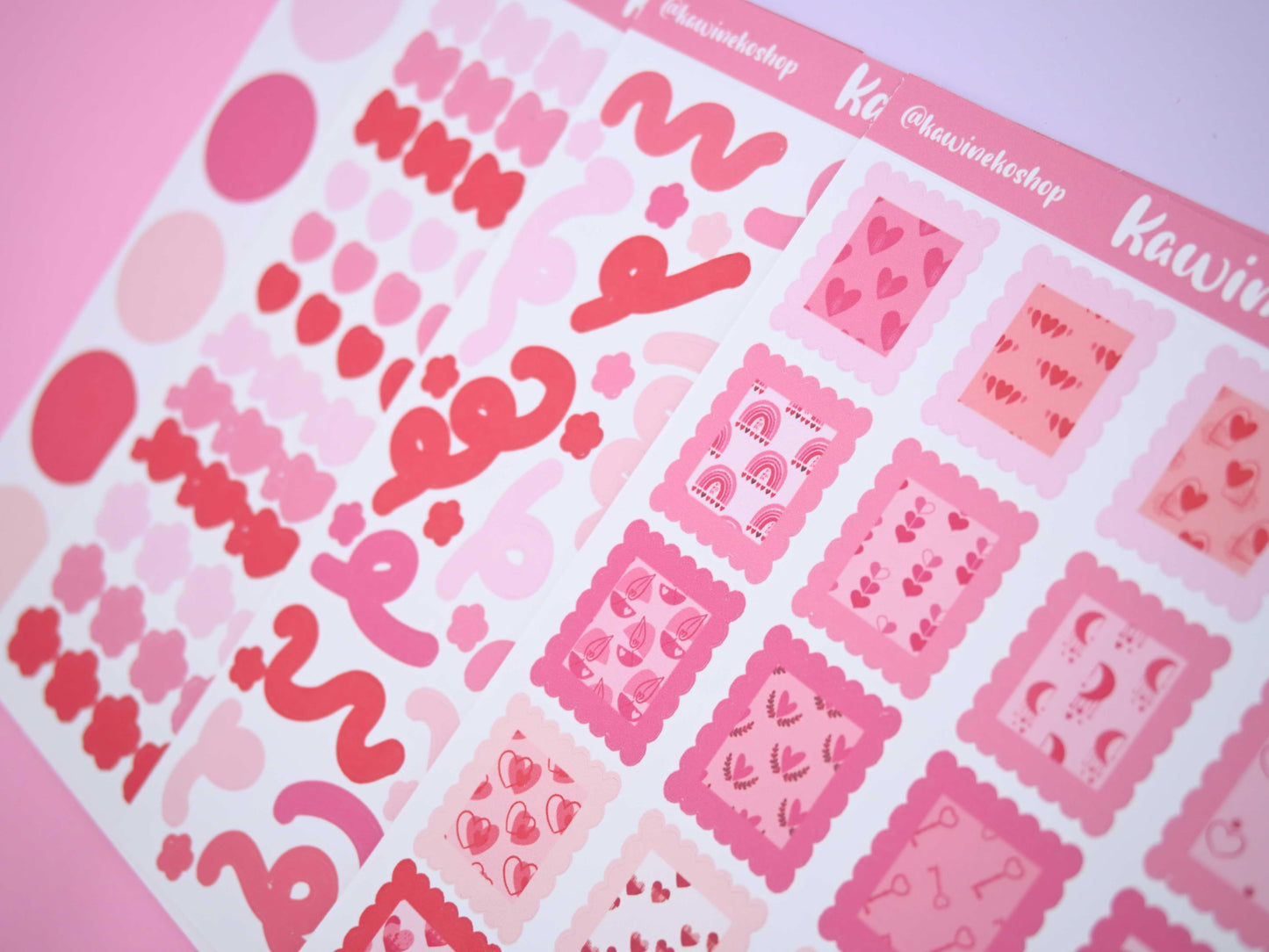 Valentine's Day sticker sheets pink red deco journaling penpal planner