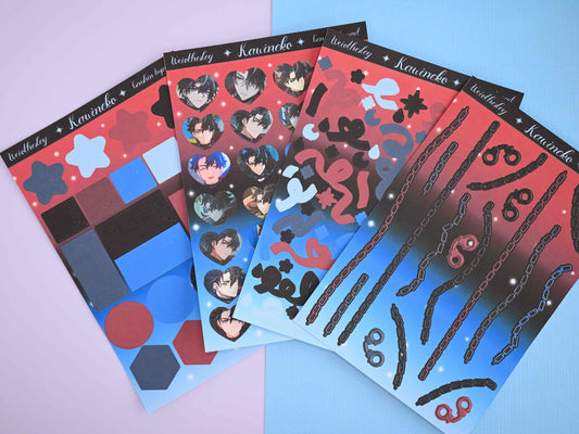 Wriothesley Genshin Impact inspired Bundle sticker sheets hearts shapes confetti game manga