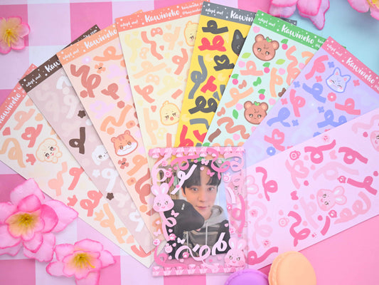 Aniteez inspired stickers with ribbons and decos toploaders sticker sheets