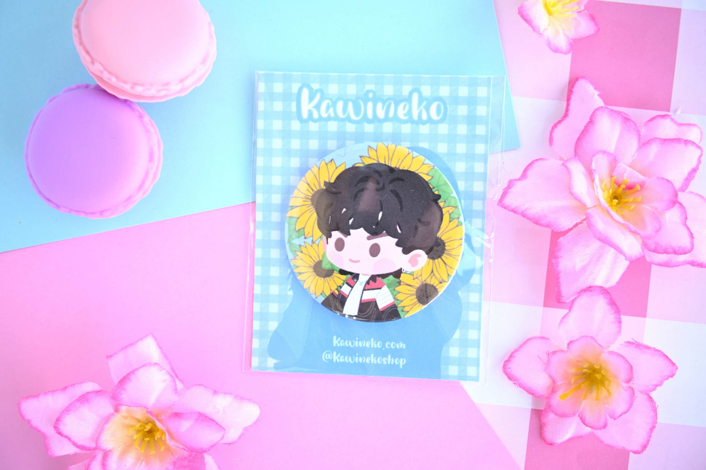 Jungkook buttons merch cute chibi Seven Sunflower bts pin pinback