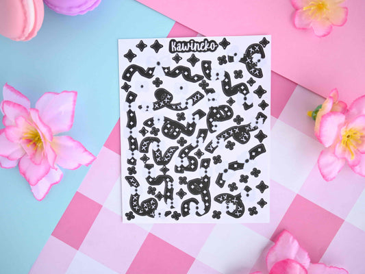 Black and white ribbons stickers deco