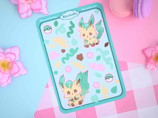 Leafeon Pokemon color core sticker sheets with decos and ribbons nature