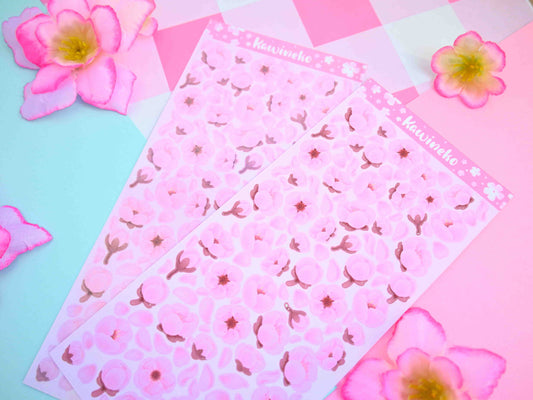 Little cherry blossom flowers Sakura Ribbons sticker sheets spring