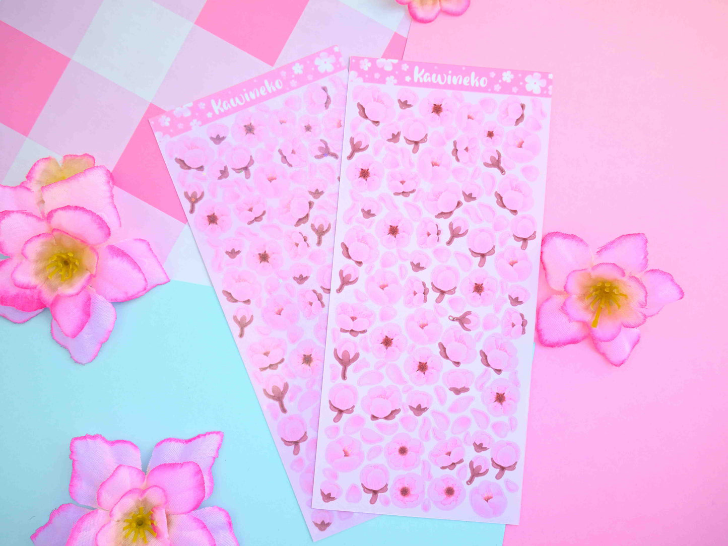 Little cherry blossom flowers Sakura Ribbons sticker sheets spring
