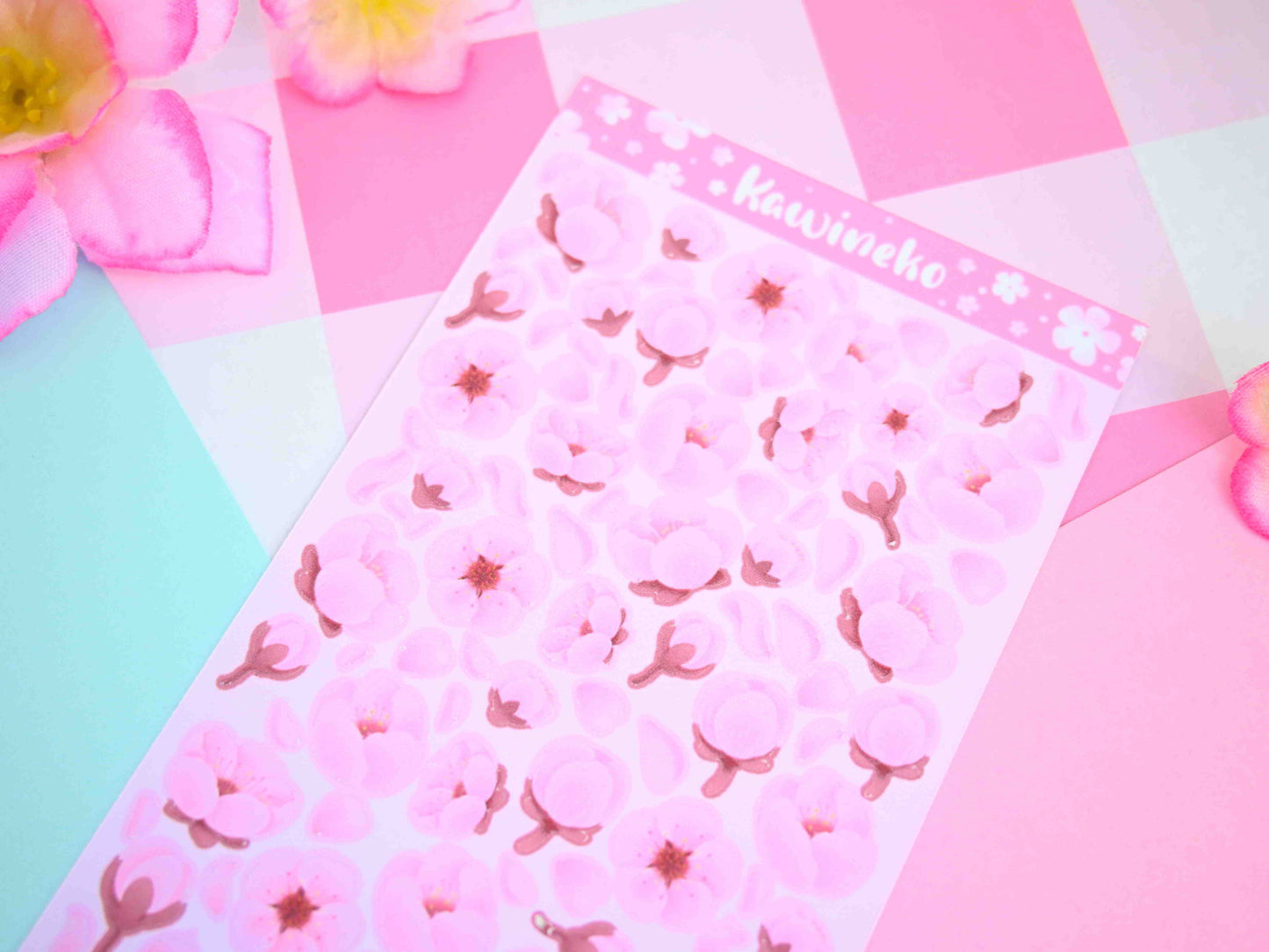 Little cherry blossom flowers Sakura Ribbons sticker sheets spring