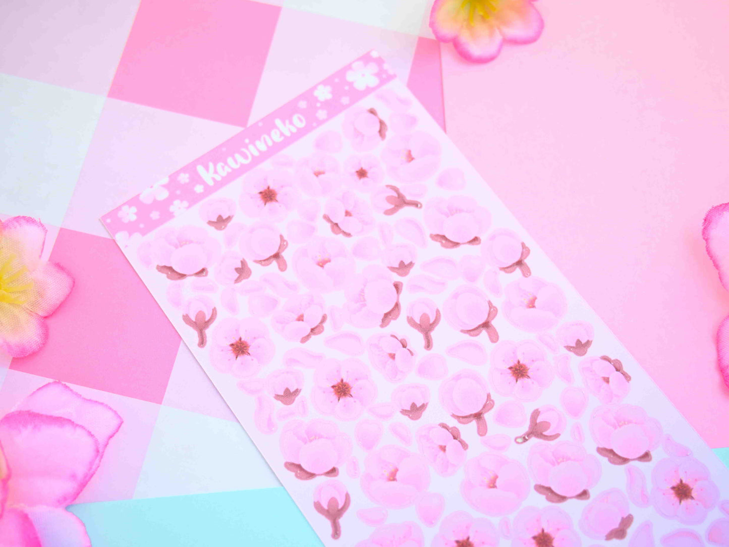 Little cherry blossom flowers Sakura Ribbons sticker sheets spring