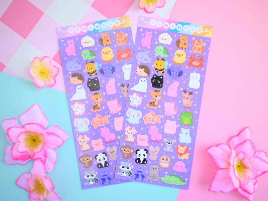 Cute animals little decos sticker sheet
