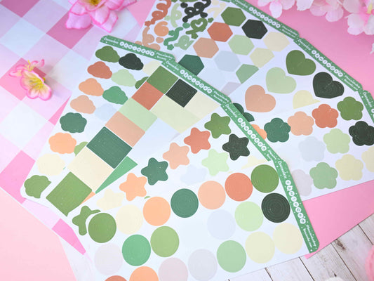 Pistacho color bundle deco sticker sheet core colorful journaling polcos toploaders