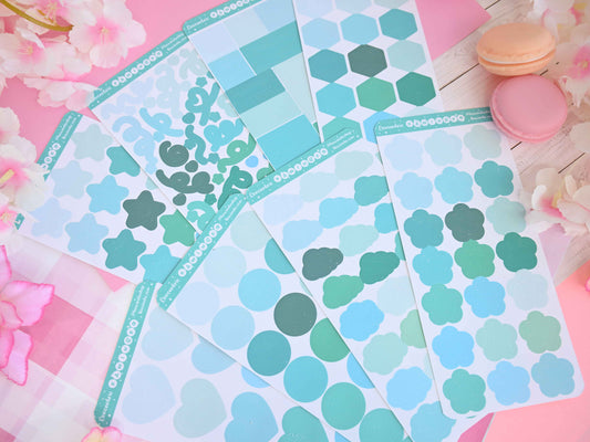 Mint color bundle deco sticker sheet core colorful journaling polcos toploaders