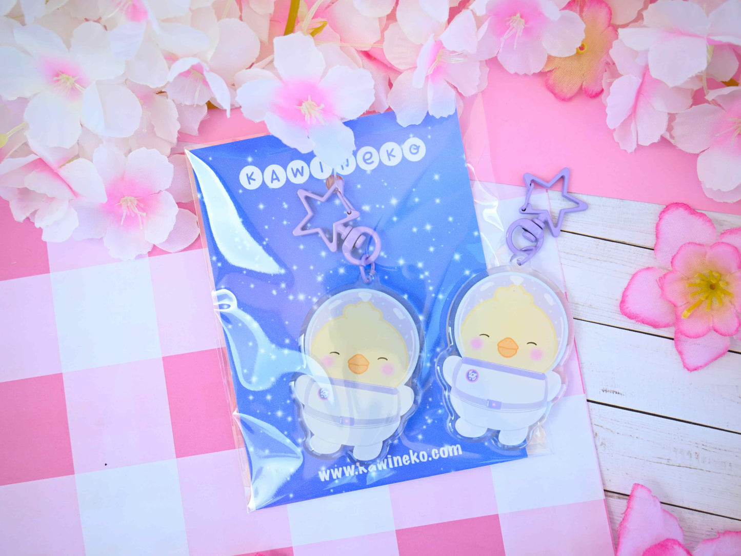 Space pollito keychains cute