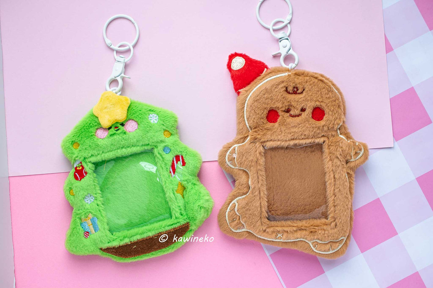 cute fluffy Christmas tree and cookie plushie pc holders photocard holder dessert kpop