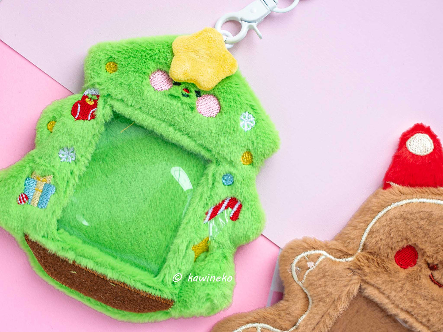 cute fluffy Christmas tree and cookie plushie pc holders photocard holder dessert kpop