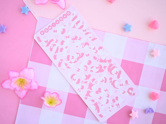 Spring pink ribbons with butterflies sticker sheet