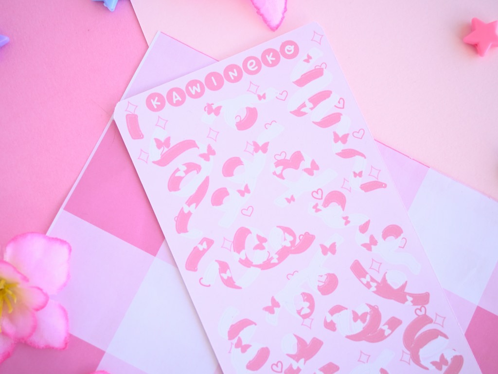 Spring pink ribbons with butterflies sticker sheet