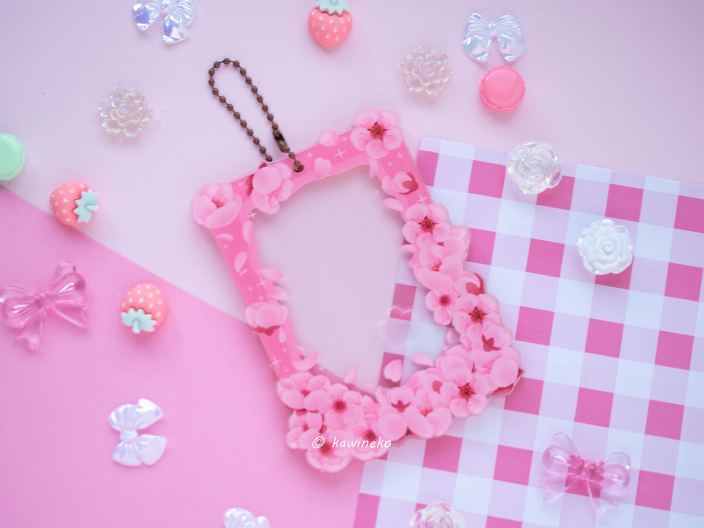 Sakura Double Window pc holder flowers acrylic card holder kpop photocard cardholder keychain