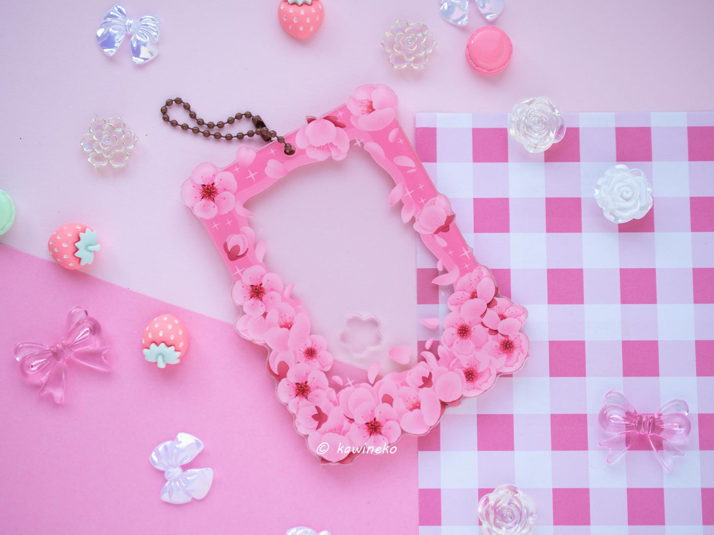 Sakura Double Window pc holder flowers acrylic card holder kpop photocard cardholder keychain