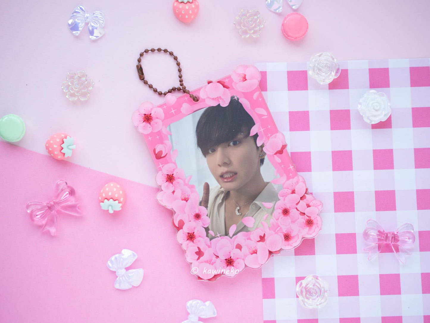 Sakura Double Window pc holder flowers acrylic card holder kpop photocard cardholder keychain