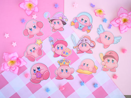 Kirby waterproof Vinyl stickers  Die cut gaming gamer