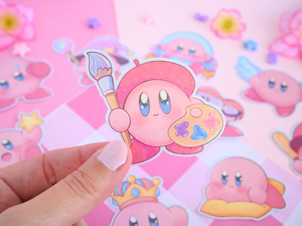 Kirby waterproof Vinyl stickers  Die cut gaming gamer