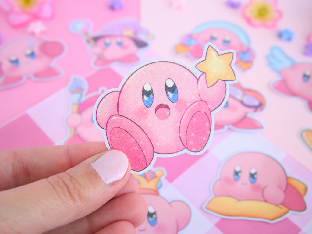 Kirby waterproof Vinyl stickers  Die cut gaming gamer