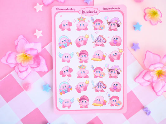 Kirby sticker sheet cute pink gamer gaming kawaii