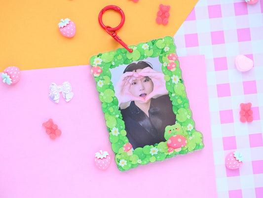 lily pond Double Window photocard holder flowers acrylic card holder kpop pc cardholder keychain