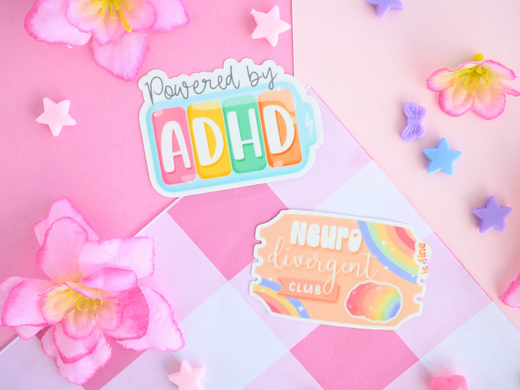 ADHD and neuro divergent waterproof Vinyl stickers Die cut