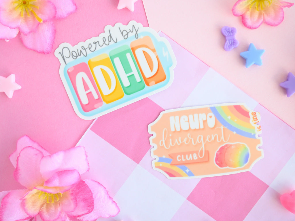 ADHD and neuro divergent waterproof Vinyl stickers Die cut