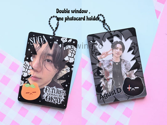 BTS yoongi suga photocard holder army pc keychains charms