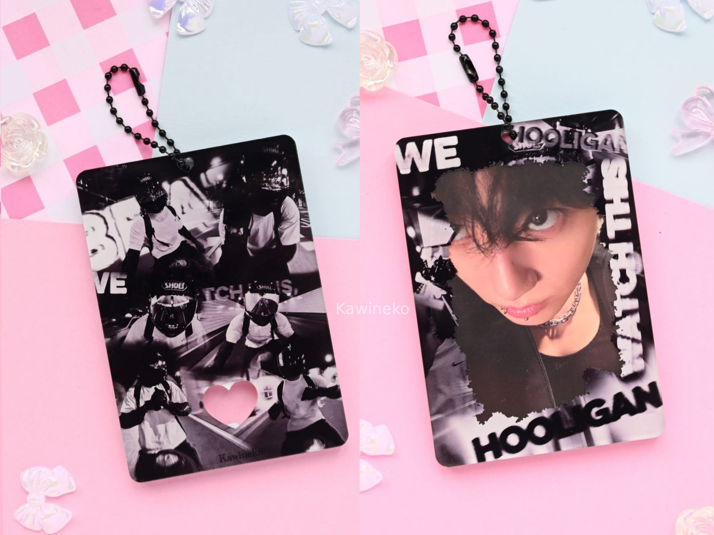 Jungkook biker hooligan photocard holder keychain bts  inspired