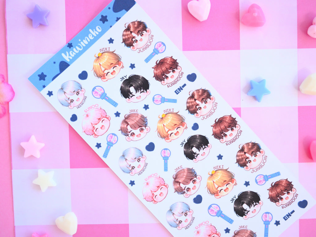 Enhypen sticker sheet members cute kpop