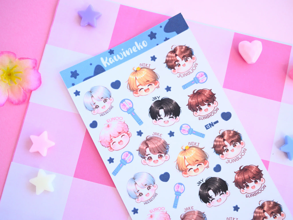 Enhypen sticker sheet members cute kpop