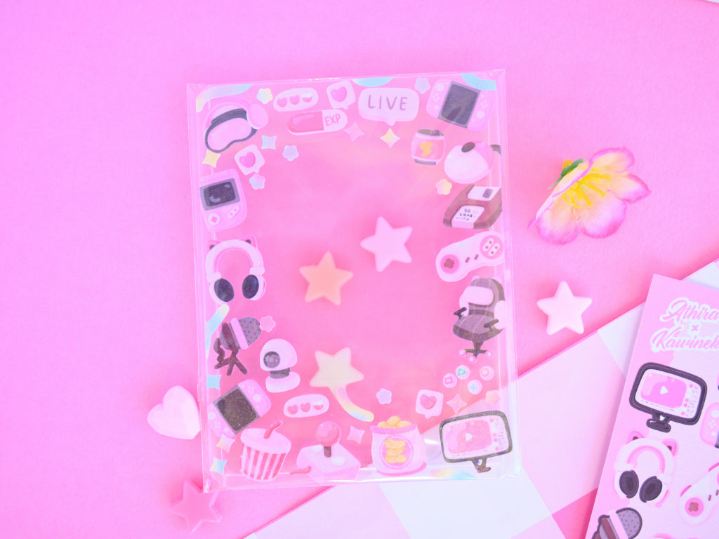 gaming sticker sheet deco stickers kawaii pink gamer