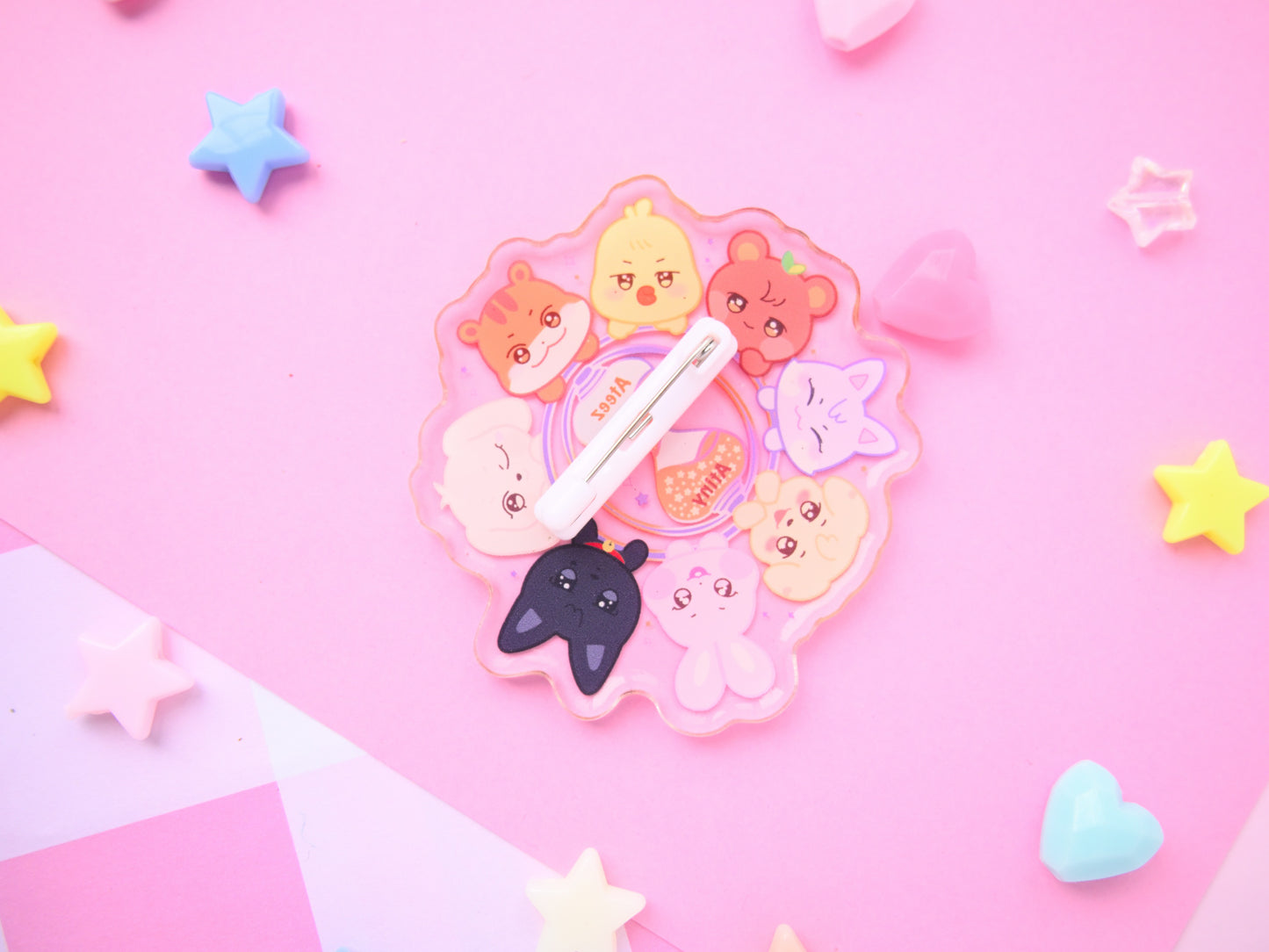 Cute Aniteez with lightiny acrylic pin Ateez Atiny merch