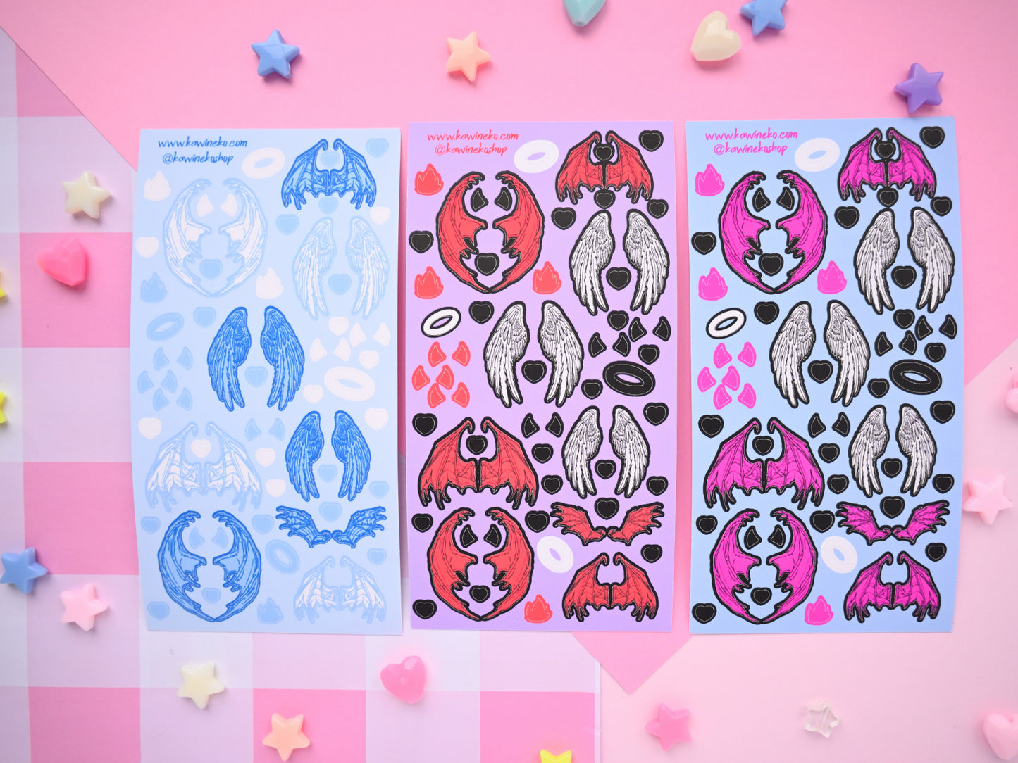 little wings demon angel devil feathers sticker sheets