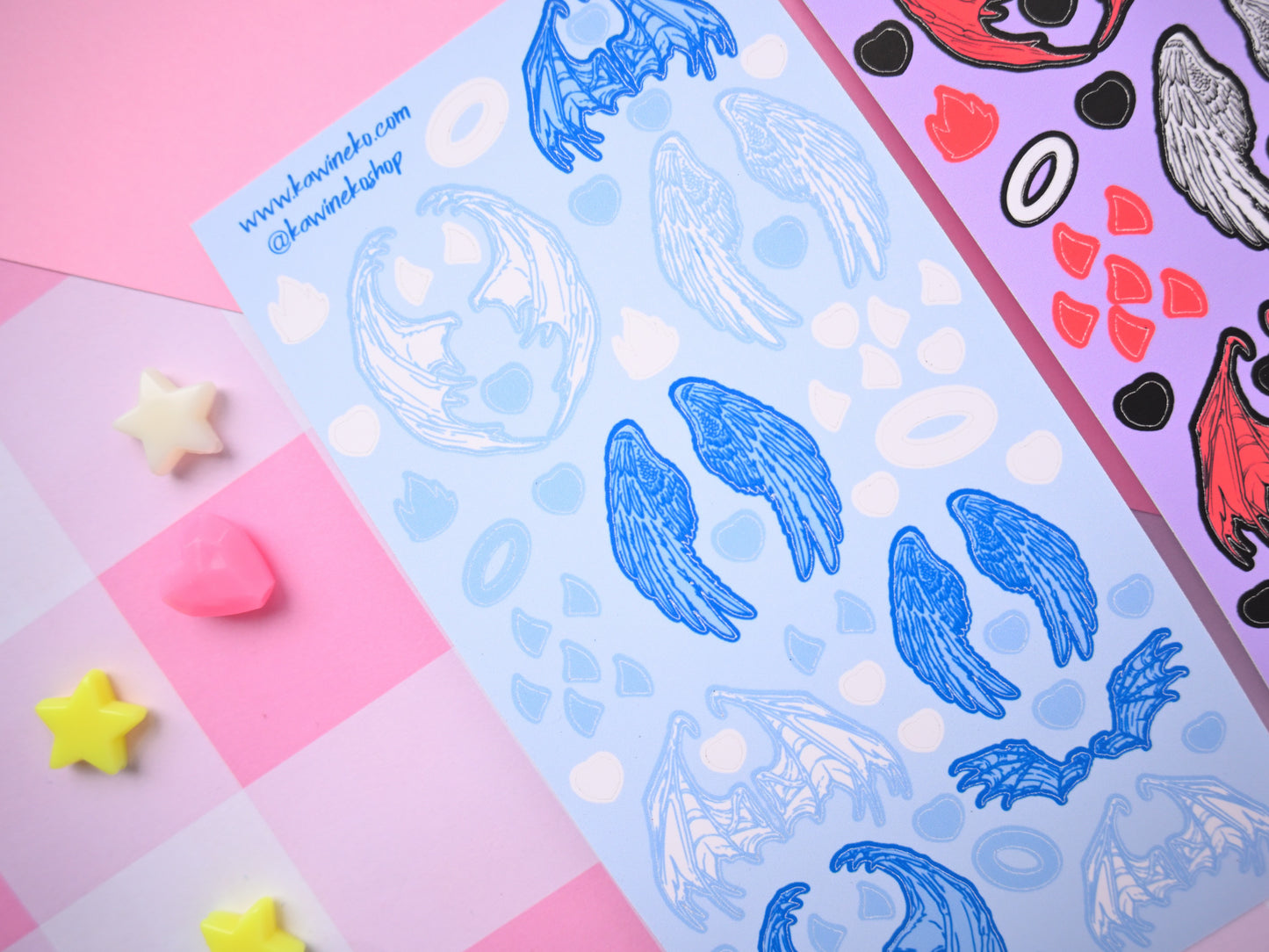 little wings demon angel devil feathers sticker sheets