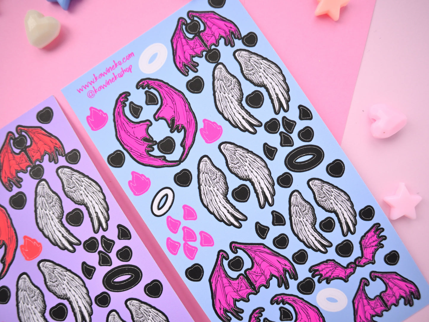 little wings demon angel devil feathers sticker sheets