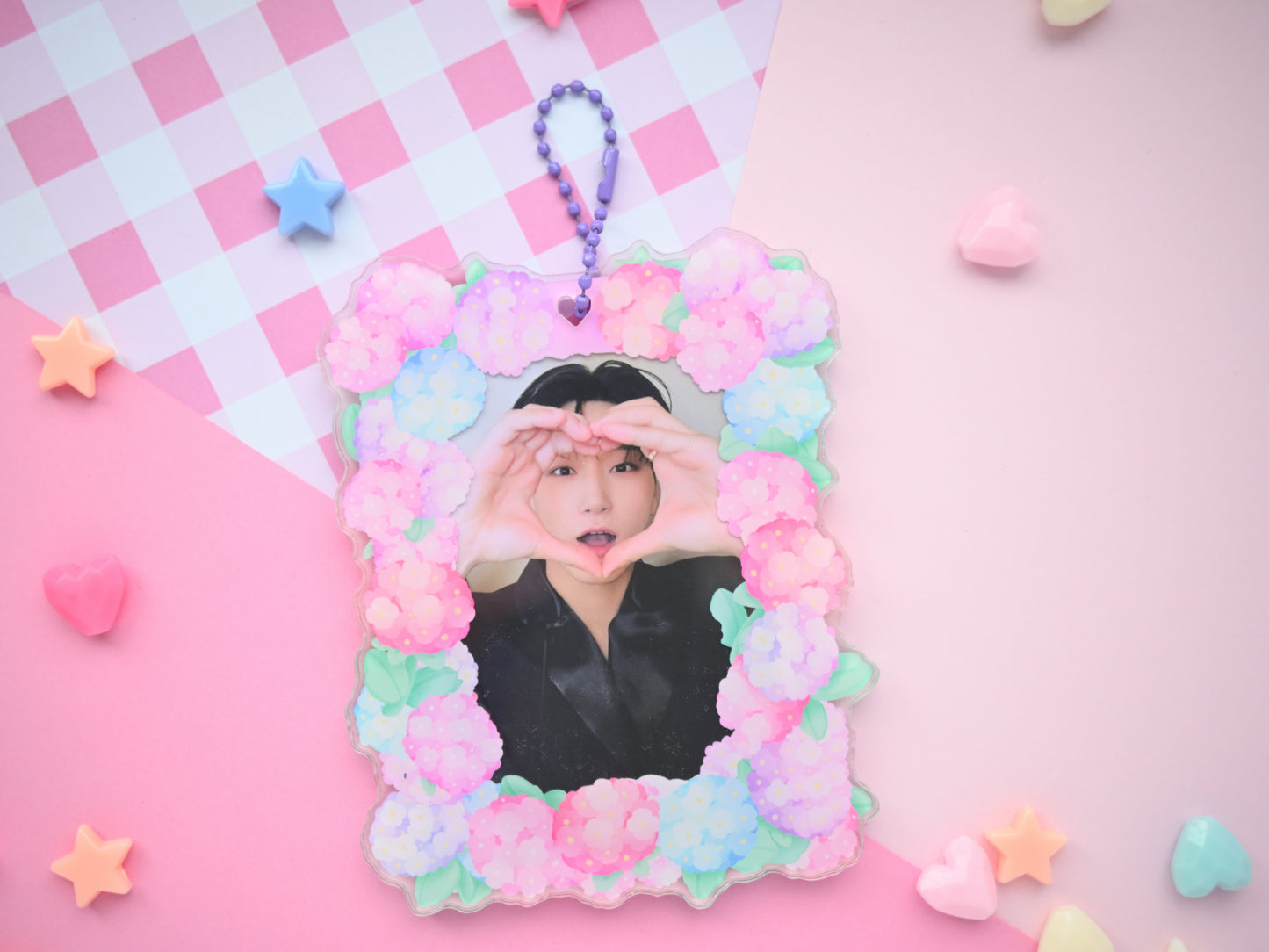 Hydrangea pastel pc holder idol acrylic card kpop photocard holder cardholder keychain Gift for fans pc