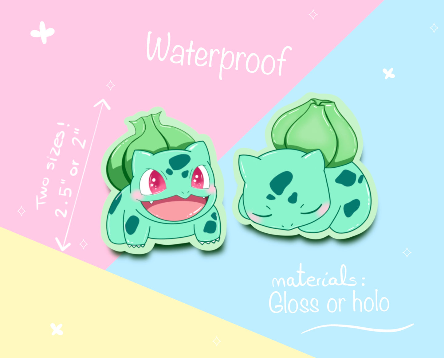 Bulbasaur waterproof Vinyl stickers pokemon Die cut