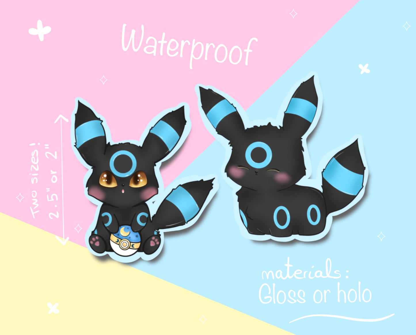 Umbreon waterproof Vinyl stickers pokemon Die cut