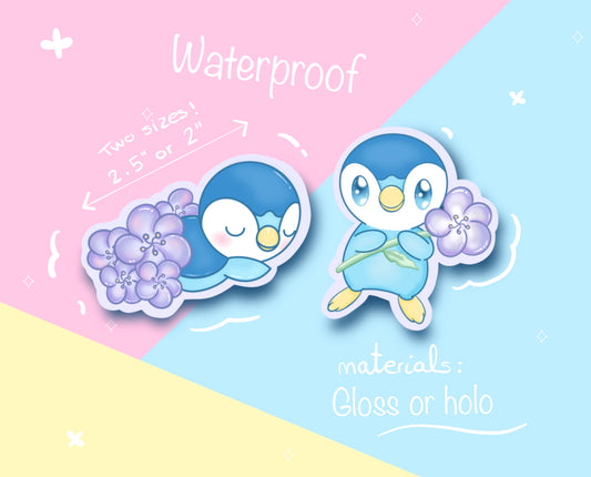 Piplup waterproof Vinyl stickers pokemon Die cut