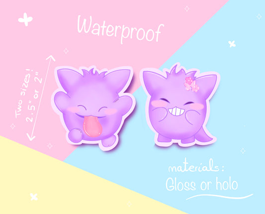 Gengar waterproof Vinyl stickers pokemon Die cut