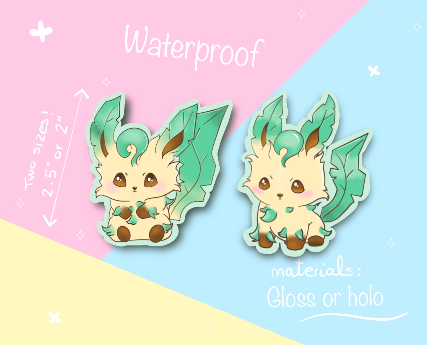 Leafeon waterproof Vinyl stickers pokemon Die cut