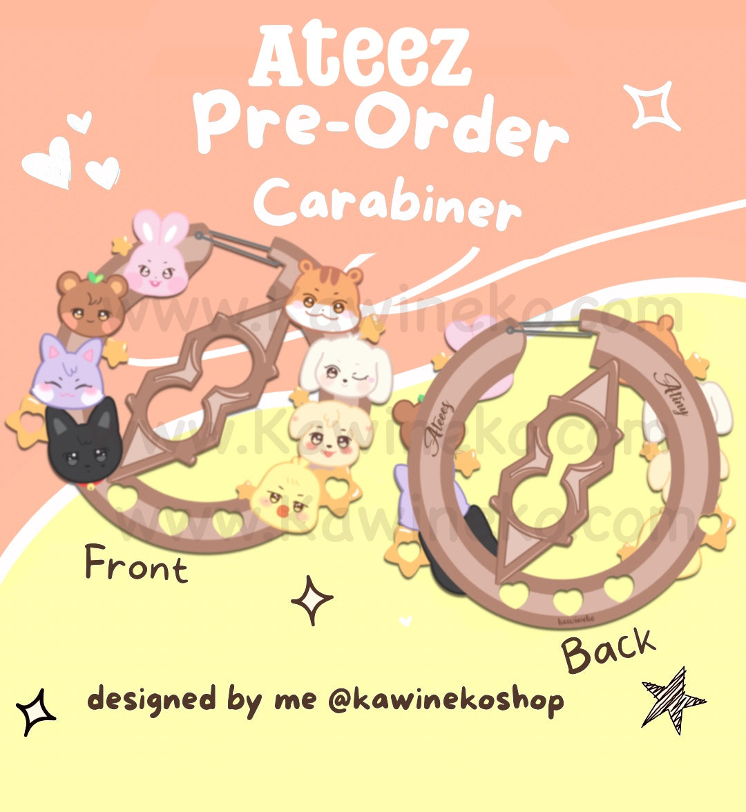 PRE ORDER Ateez aniteez carabiner keychain charm kpop