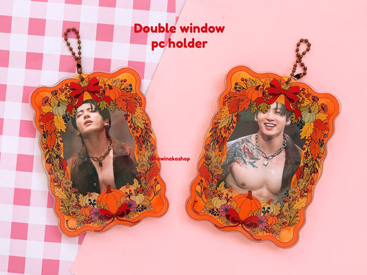 Autumn Fall Double Window photocard holder acrylic pc card holder kpop photocard cardholder keychain