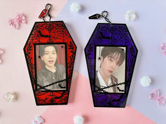 coffin Gothic Dark romance Double Window photocard holder acrylic halloween card holder kpop pc cardholder keychain